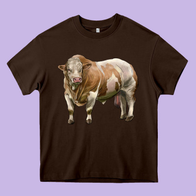 Simmental Bull Heavy Core Tee Designed By Lillyallendesigns