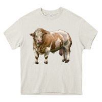 Cream simmental bull Heavy Core Tee - LillyAllenDesigns