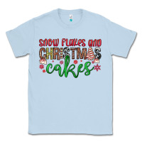 Dusty Blue Snowflakes and Christmas cakes Classic Tee - JahusDesignShop