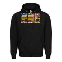 Black school bus camouflage american flag license plate Zipper Hoodie - Artiststas