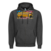 Charcoal Heather school bus camouflage american flag license plate Zipper Hoodie - Artiststas