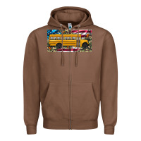Chestnut school bus camouflage american flag license plate Zipper Hoodie - Artiststas