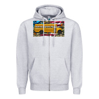 Heather Grey school bus camouflage american flag license plate Zipper Hoodie - Artiststas