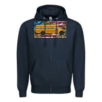 Navy school bus camouflage american flag license plate Zipper Hoodie - Artiststas