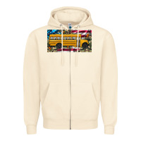 School Bus Camouflage American Flag License Plate Zipper Hoodie | Teevron