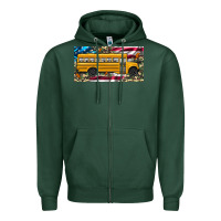 Sports Green school bus camouflage american flag license plate Zipper Hoodie - Artiststas