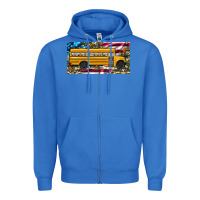 True Royal school bus camouflage american flag license plate Zipper Hoodie - Artiststas