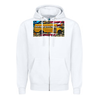 White school bus camouflage american flag license plate Zipper Hoodie - Artiststas