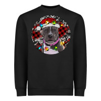Black pitbull and buffalo plaid Heavyweight Sweatshirt - RanaPortraitStore