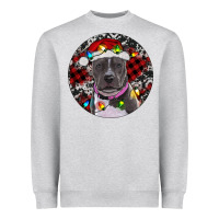 Heather Grey pitbull and buffalo plaid Heavyweight Sweatshirt - RanaPortraitStore