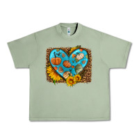 Oil Green fall pattern heart with leopard background Urban Heavy Tee - HRA Design Shop