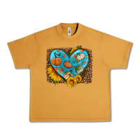 Peanut Butter fall pattern heart with leopard background Urban Heavy Tee - HRA Design Shop