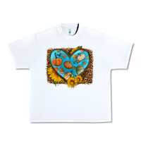 White fall pattern heart with leopard background Urban Heavy Tee - HRA Design Shop