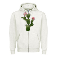 Oatmeal Heather cactus 2 Zipper Hoodie - JahusDesignShop