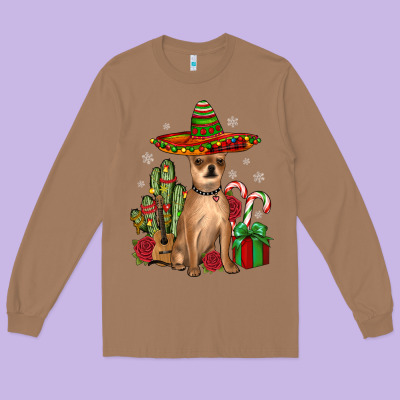 Chihuahua Christmas Long Sleeve Tee Designed By Jahusdesignshop
