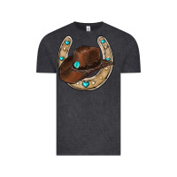 Vintage Black horseshoe cowboy hat Vintage Tee - RanaPortraitStore