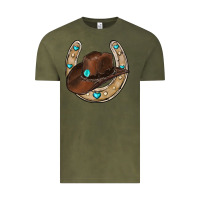 Vintage Olive horseshoe cowboy hat Vintage Tee - RanaPortraitStore