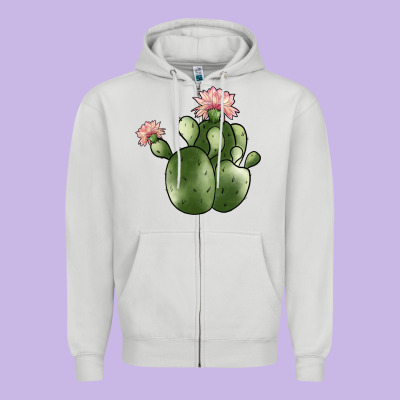 Cactus Zipper Hoodie Designed By Jahusdesignshop