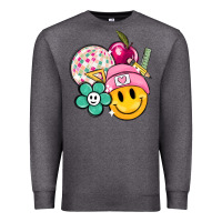 Charcoal Heather smiley face and school elementary Premium Sweatshirt - MaliasSmallBusiness