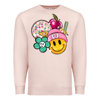 Pale Pink smiley face and school elementary Premium Sweatshirt - MaliasSmallBusiness