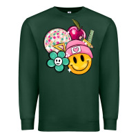 Sports Green smiley face and school elementary Premium Sweatshirt - MaliasSmallBusiness
