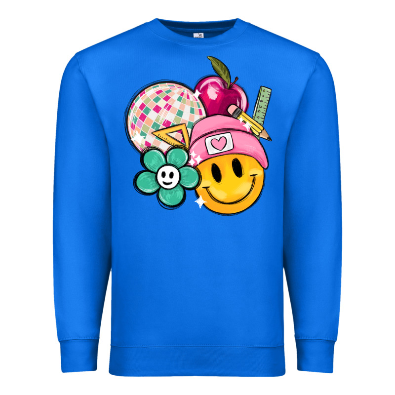 Smiley Face And School Elementary Premium Sweatshirt by MaliasSmallBusiness | Teevron