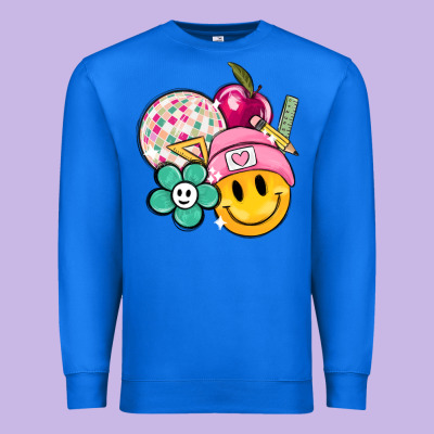 Smiley Face And School Elementary Premium Sweatshirt Designed By Maliassmallbusiness