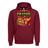 Burgundy best friend hamburger potatoes Zipper Hoodie - AdoDesignShop