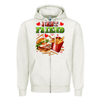 Oatmeal Heather best friend hamburger potatoes Zipper Hoodie - AdoDesignShop