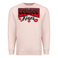 Pale Pink cowboy kisses Premium Sweatshirt - MaliasSmallBusiness