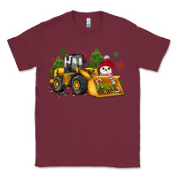 Burgundy christmas bulldozer snowman Classic Tee - JahusDesignShop