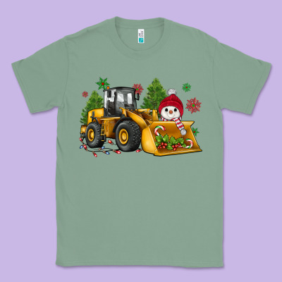 Christmas Bulldozer Snowman Classic Tee Designed By Jahusdesignshop