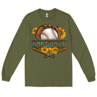 Army Green western baseball with sunflower Long Sleeve Tee - BundleAndBundleShop
