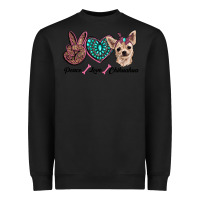 Black peace love chihuahua Heavyweight Sweatshirt - RanaPortraitStore