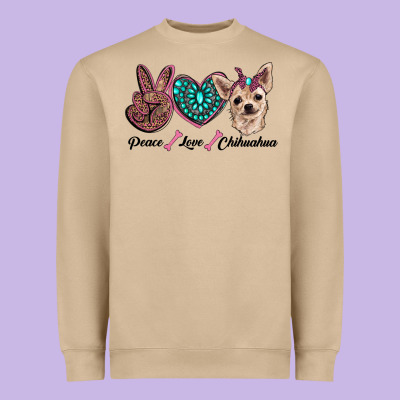 Peace Love Chihuahua Heavyweight Sweatshirt Designed By Ranaportraitstore