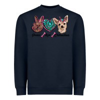 Navy peace love chihuahua Heavyweight Sweatshirt - RanaPortraitStore