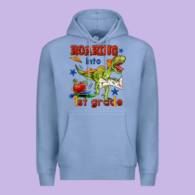 Roaring Into 1st Grade Premium Hoodie Designed By Bundleandbundleshop