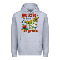 Heather Grey roaring into 1st grade Premium Hoodie - BundleAndBundleShop