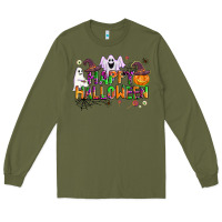 Army Green happy halloween Long Sleeve Tee - AdoDesignShop