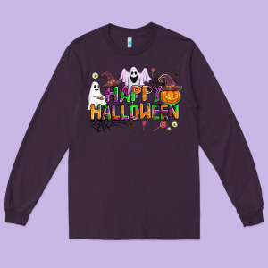 Happy Halloween Long Sleeve Tee Designed By Adodesignshop