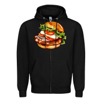 Black American hamburger Zipper Hoodie - AdoDesignShop