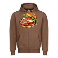 Chestnut American hamburger Zipper Hoodie - AdoDesignShop