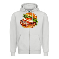 Dove Grey American hamburger Zipper Hoodie - AdoDesignShop