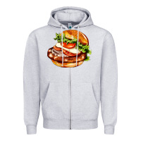 Heather Grey American hamburger Zipper Hoodie - AdoDesignShop