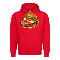 Red American hamburger Zipper Hoodie - AdoDesignShop
