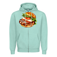 Seafoam American hamburger Zipper Hoodie - AdoDesignShop