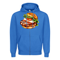 True Royal American hamburger Zipper Hoodie - AdoDesignShop