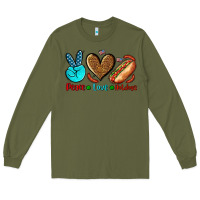 Army Green peace love hotdogs Long Sleeve Tee - AdoDesignShop