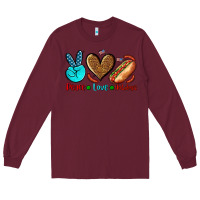 Burgundy peace love hotdogs Long Sleeve Tee - AdoDesignShop