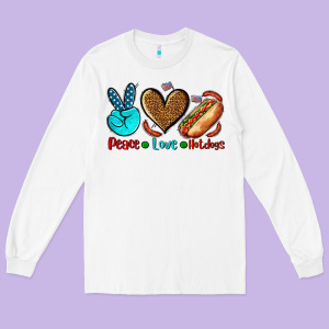 Peace Love Hotdogs Long Sleeve Tee Designed By Adodesignshop